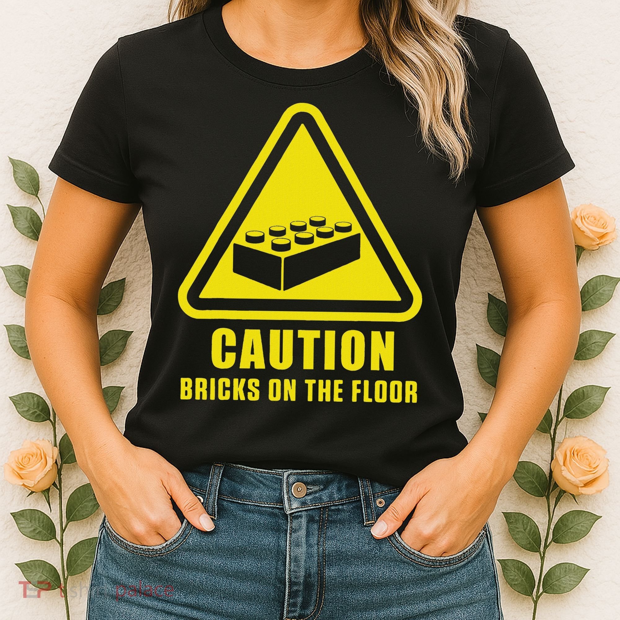 Caution Bricks On Floor Building Blocks Master Builder Women's T-Shirt