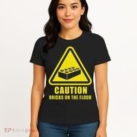 Caution Bricks On Floor Building Blocks Master Builder Women's T-Shirt thumb 4