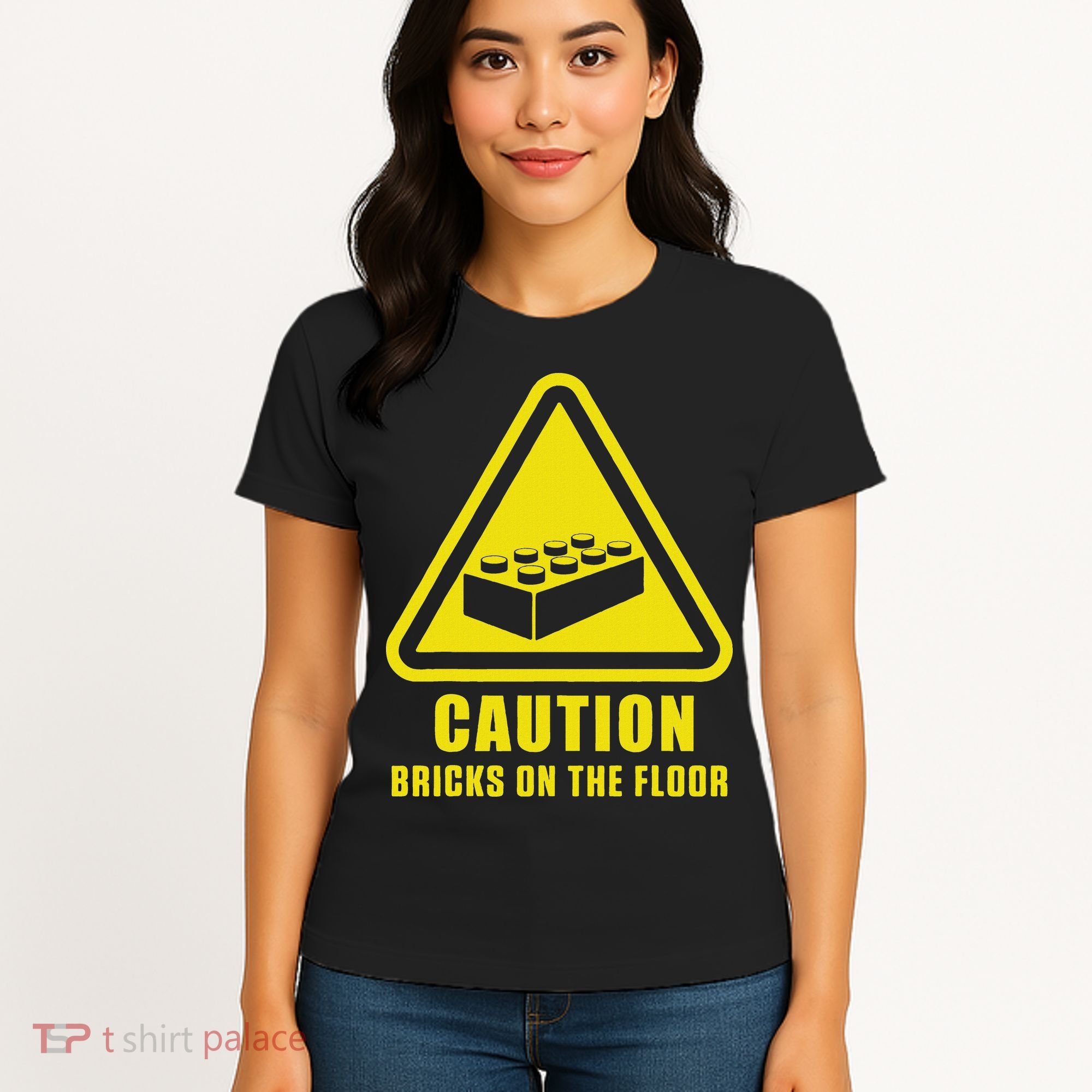 Caution Bricks On Floor Building Blocks Master Builder Women's T-Shirt