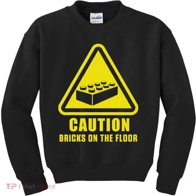 Caution Bricks On Floor Building Blocks Master Builder Kids Sweatshirt