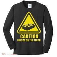 Caution Bricks On Floor Building Blocks Master Builder Kids Long Sleeve Shirt thumb 0