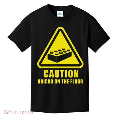 Caution Bricks On Floor Building Blocks Master Builder Kids T-Shirt