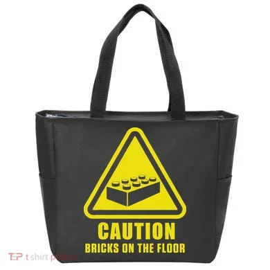 Caution Bricks On Floor Building Blocks Master Builder Tote Bag