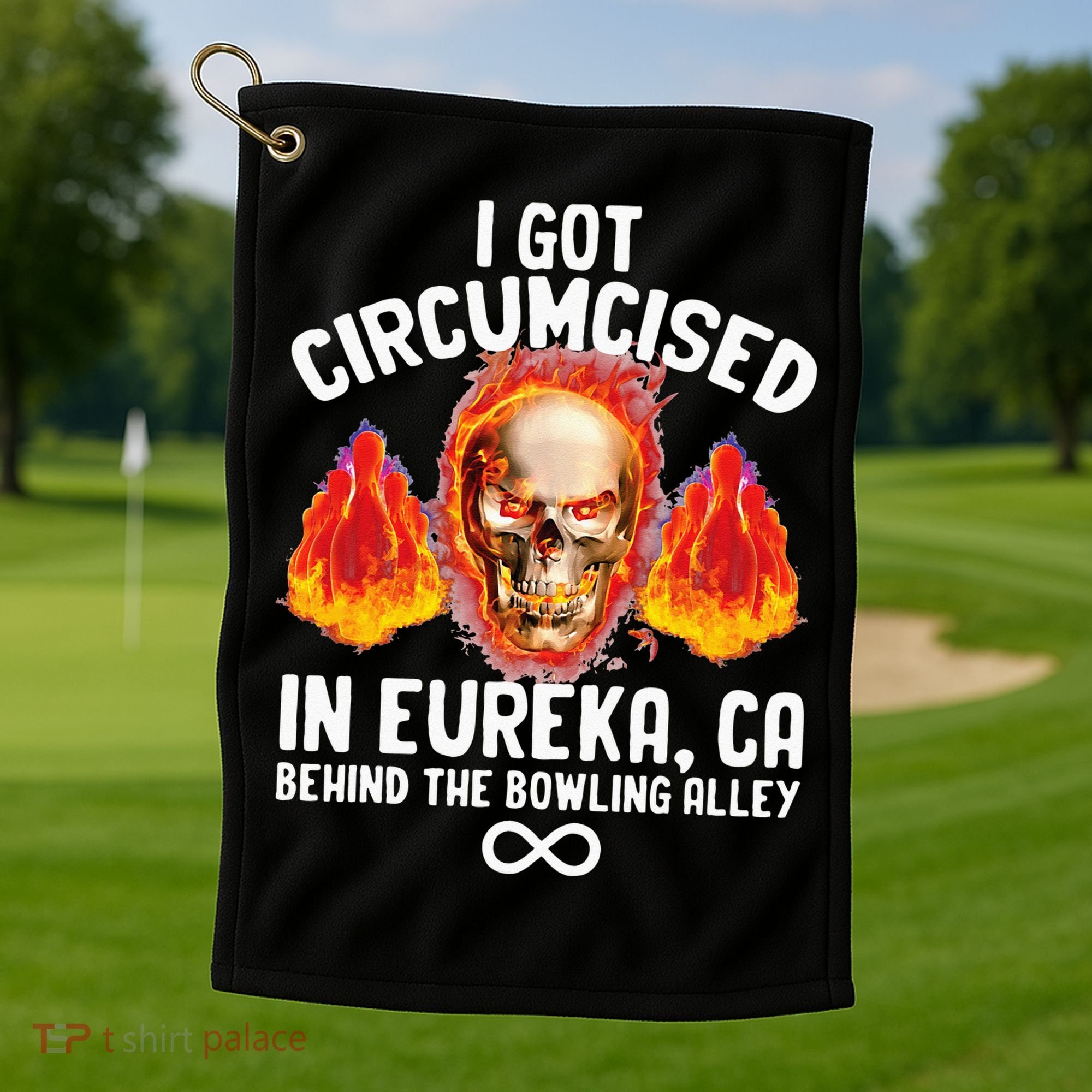 Circumcised Bowling Oddly Specific Humor Weird Funny Meme Golf Towel