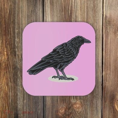 Crow Bird O White Surface Coaster