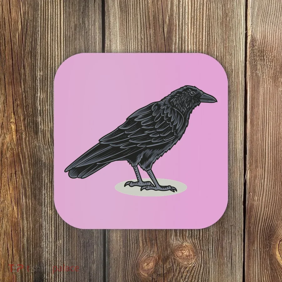 Crow Bird O White Surface Coaster