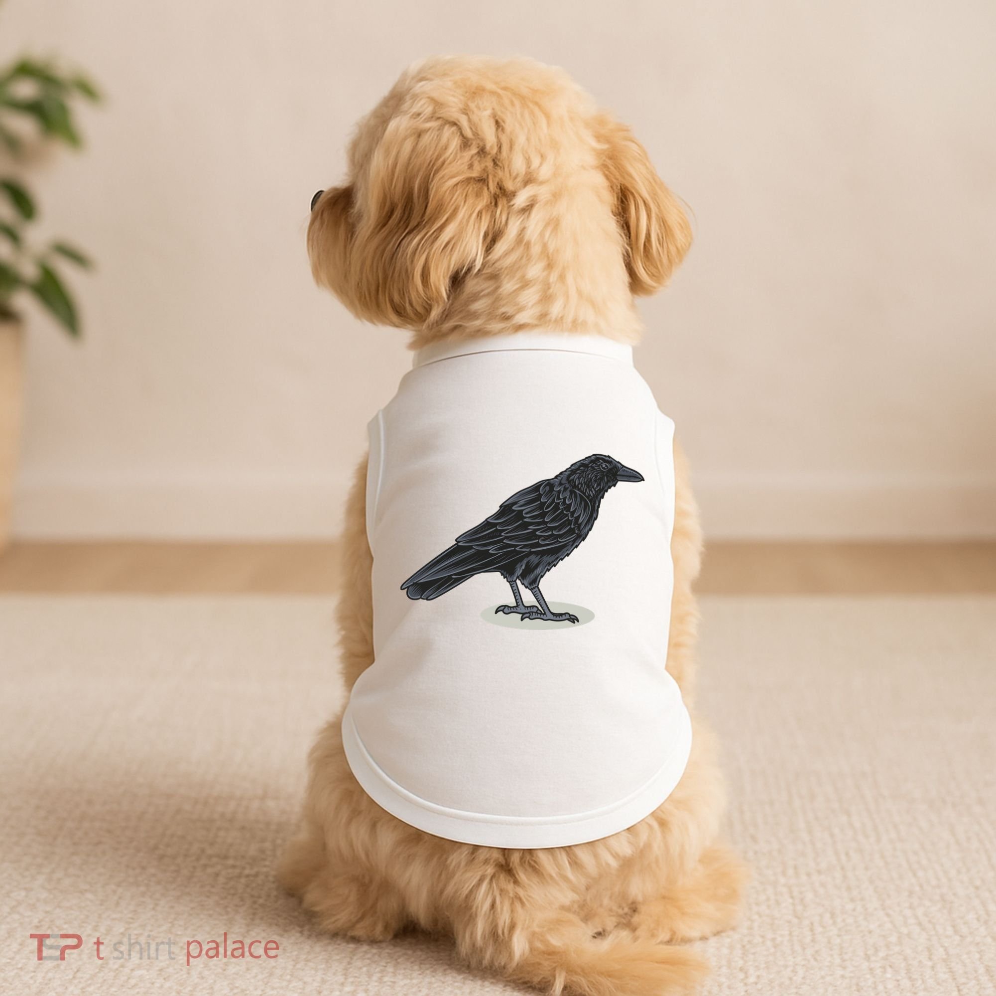 Crow Bird O White Surface Doggie Tank