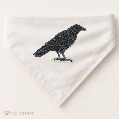 Crow Bird O White Surface USA-Made Doggie Bandana