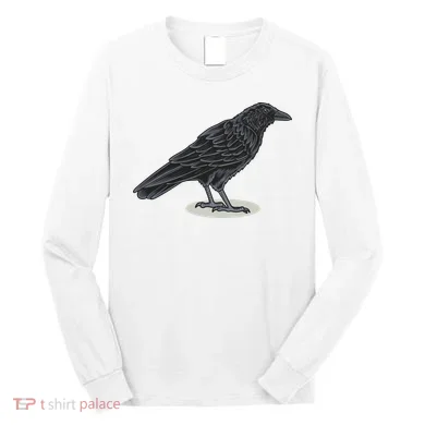 Crow Bird O White Surface Long Sleeve Shirt