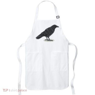 Crow Bird O White Surface Apron