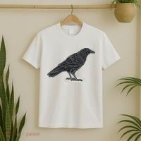 Crow Bird O White Surface T-Shirt thumb 2