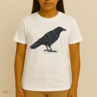 Crow Bird O White Surface T-Shirt thumb 4