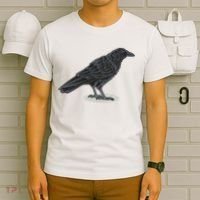 Crow Bird O White Surface T-Shirt thumb 6