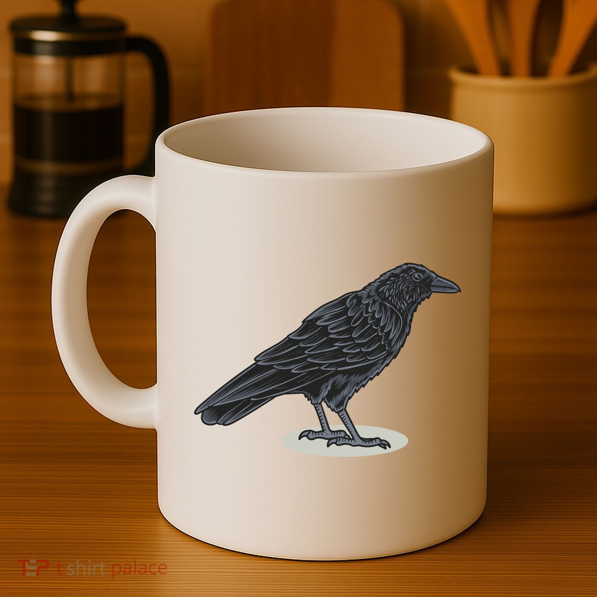 Crow Bird O White Surface Coffee Mug