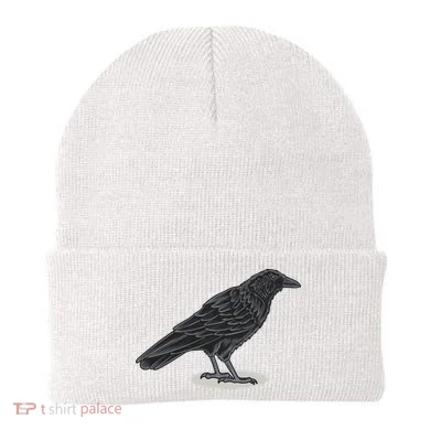 Crow Bird O White Surface Beanie