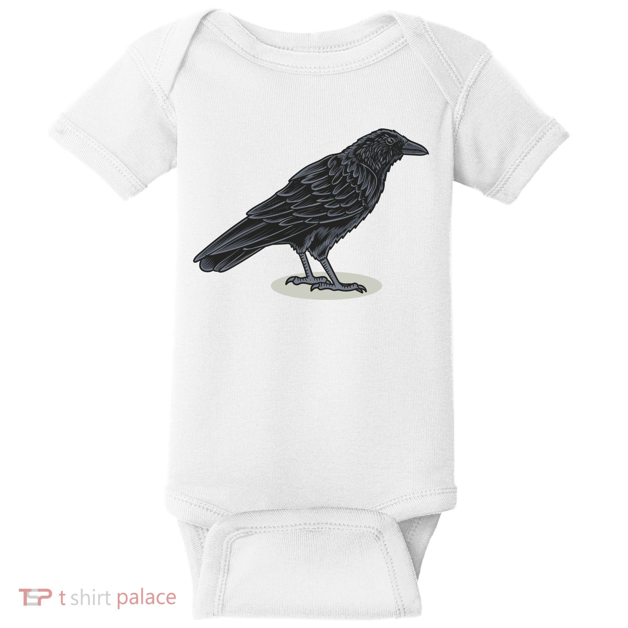 Crow Bird O White Surface Baby Bodysuit