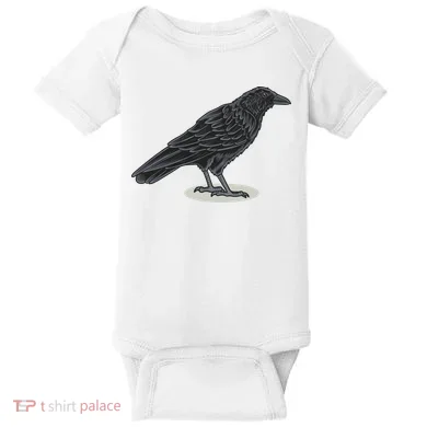 Crow Bird O White Surface Baby Bodysuit
