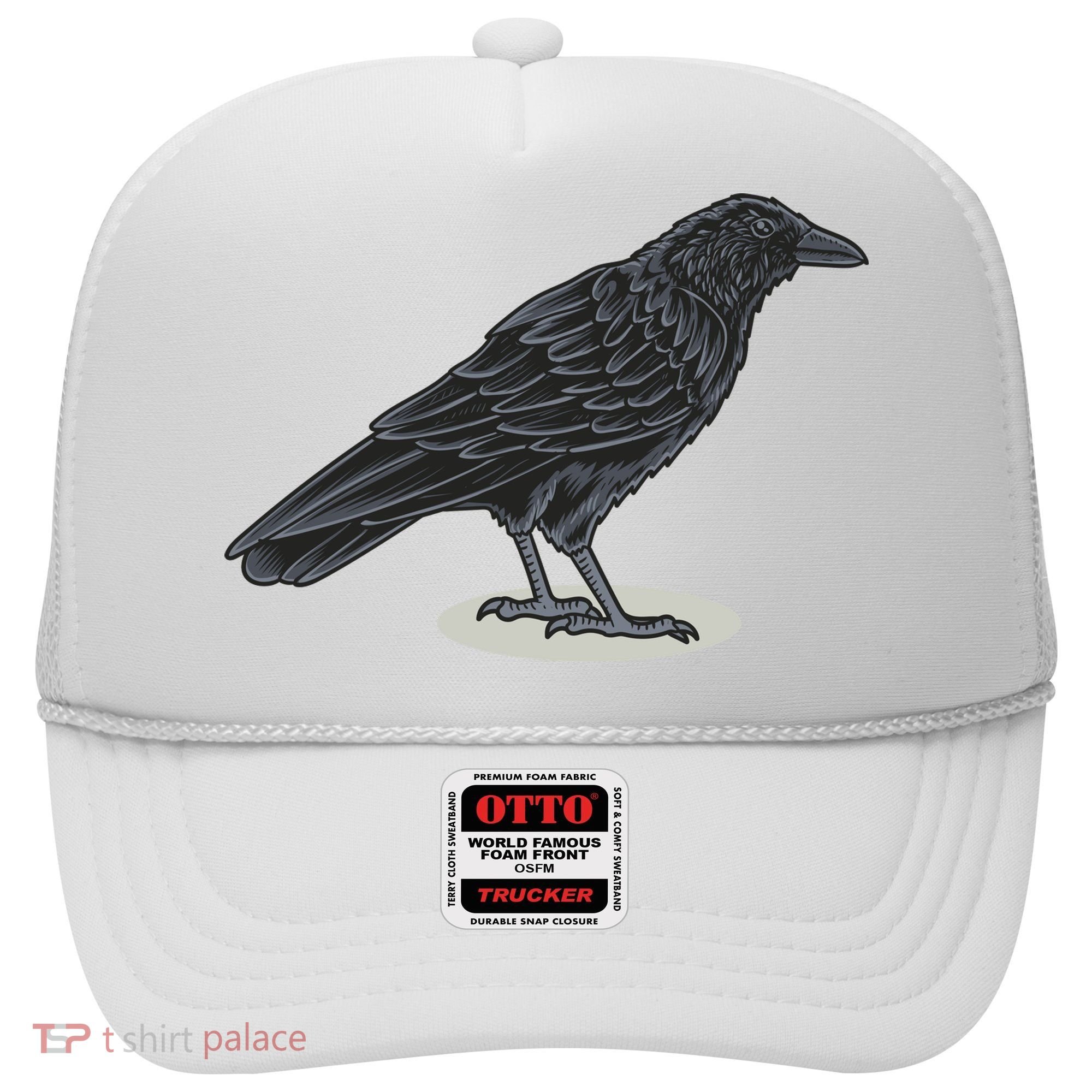 Crow Bird O White Surface Hat