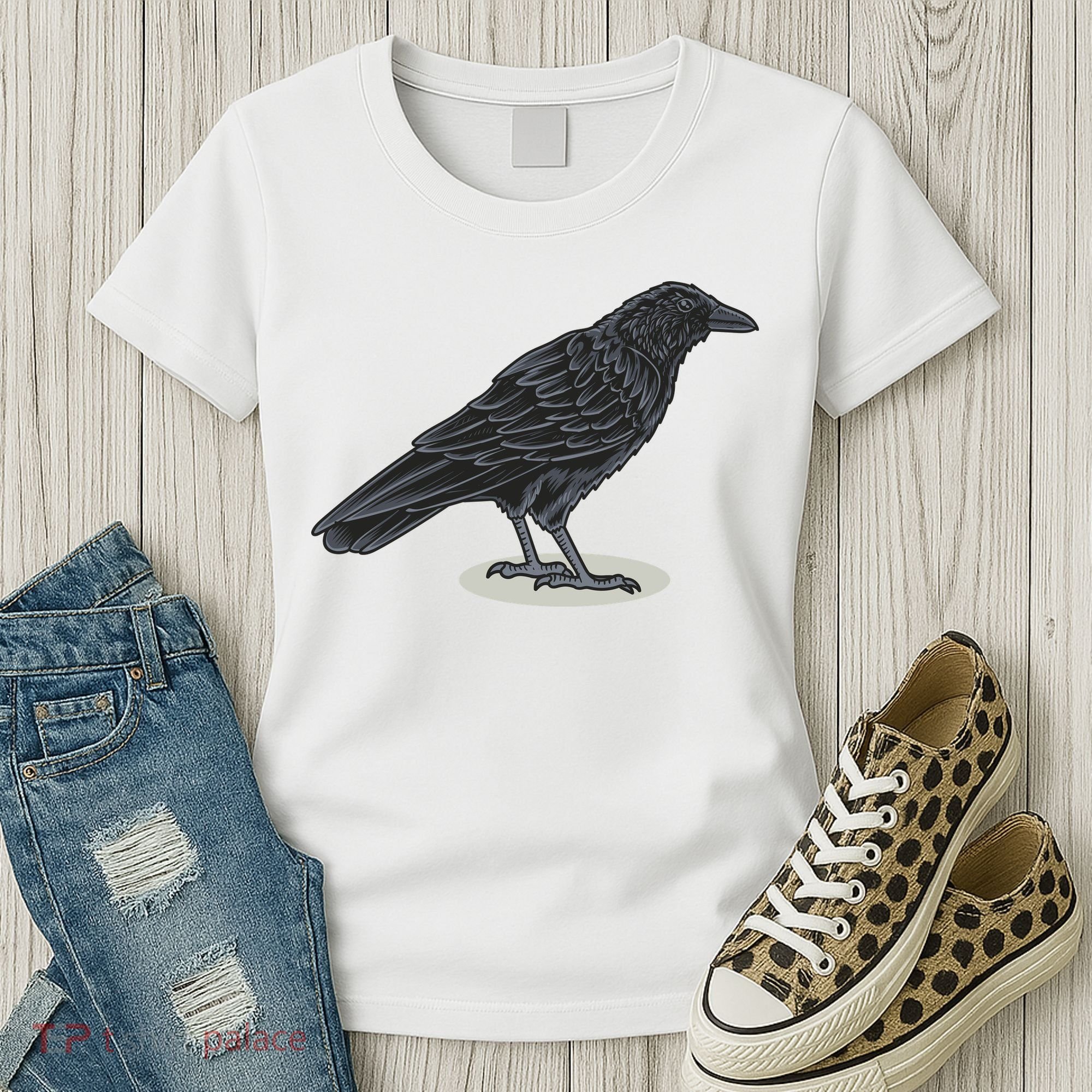 Crow Bird O White Surface Women's T-Shirt