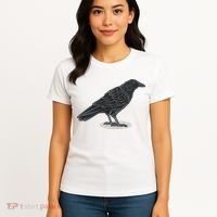 Crow Bird O White Surface Women's T-Shirt thumb 4