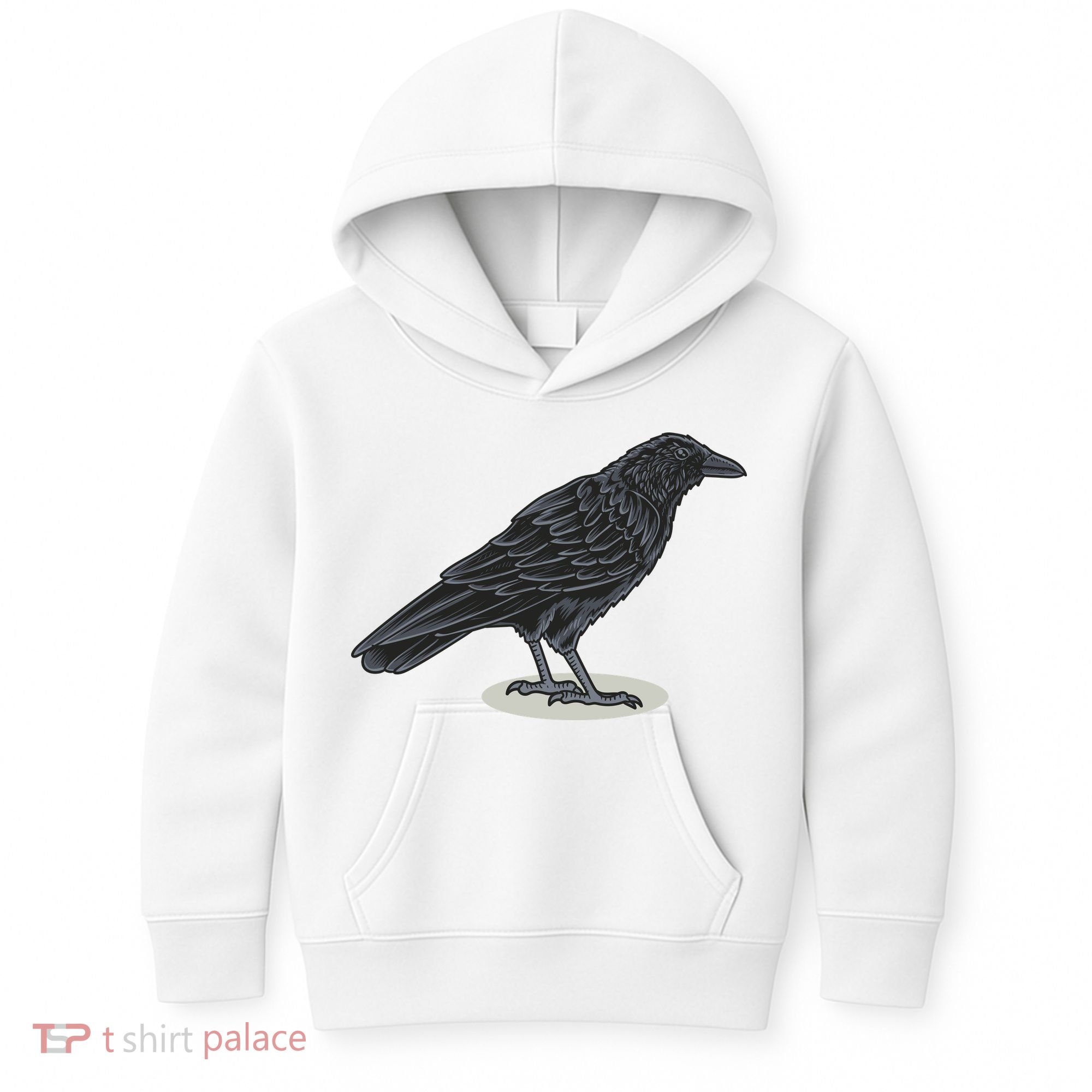 Crow Bird O White Surface Kids Hoodie