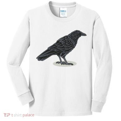 Crow Bird O White Surface Kids Long Sleeve Shirt