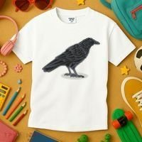 Crow Bird O White Surface Kids T-Shirt thumb 3