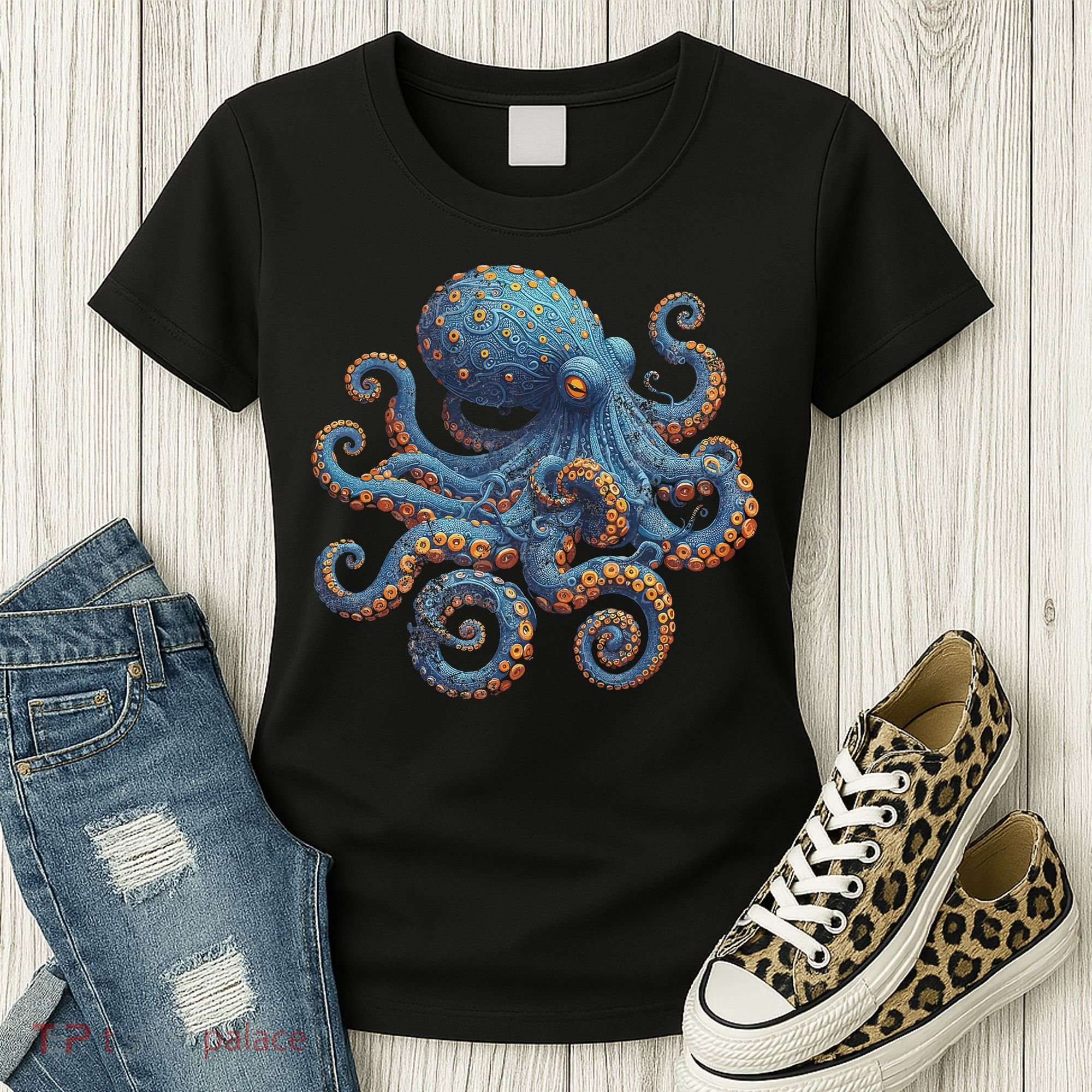 Cool Blue Octopus Women Women's T-Shirt
