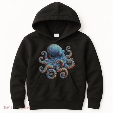 Cool Blue Octopus Women Kids Hoodie