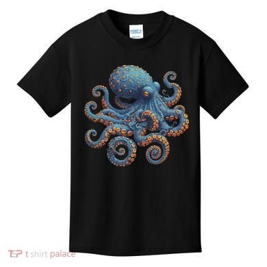 Cool Blue Octopus Women Kids T-Shirt