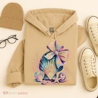 Coquette Bow Ocean Beach Coastal Summer Women Hoodie thumb 4