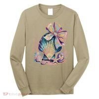 Coquette Bow Ocean Beach Coastal Summer Women Long Sleeve Shirt thumb 0