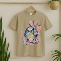Coquette Bow Ocean Beach Coastal Summer Women T-Shirt thumb 2