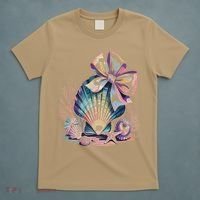 Coquette Bow Ocean Beach Coastal Summer Women T-Shirt thumb 5
