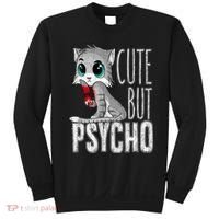 Cute But Psycho Kitty Cat Wife Mom Gift Horror Halloween Sweatshirt thumb 0