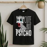Cute But Psycho Kitty Cat Wife Mom Gift Horror Halloween T-Shirt thumb 2