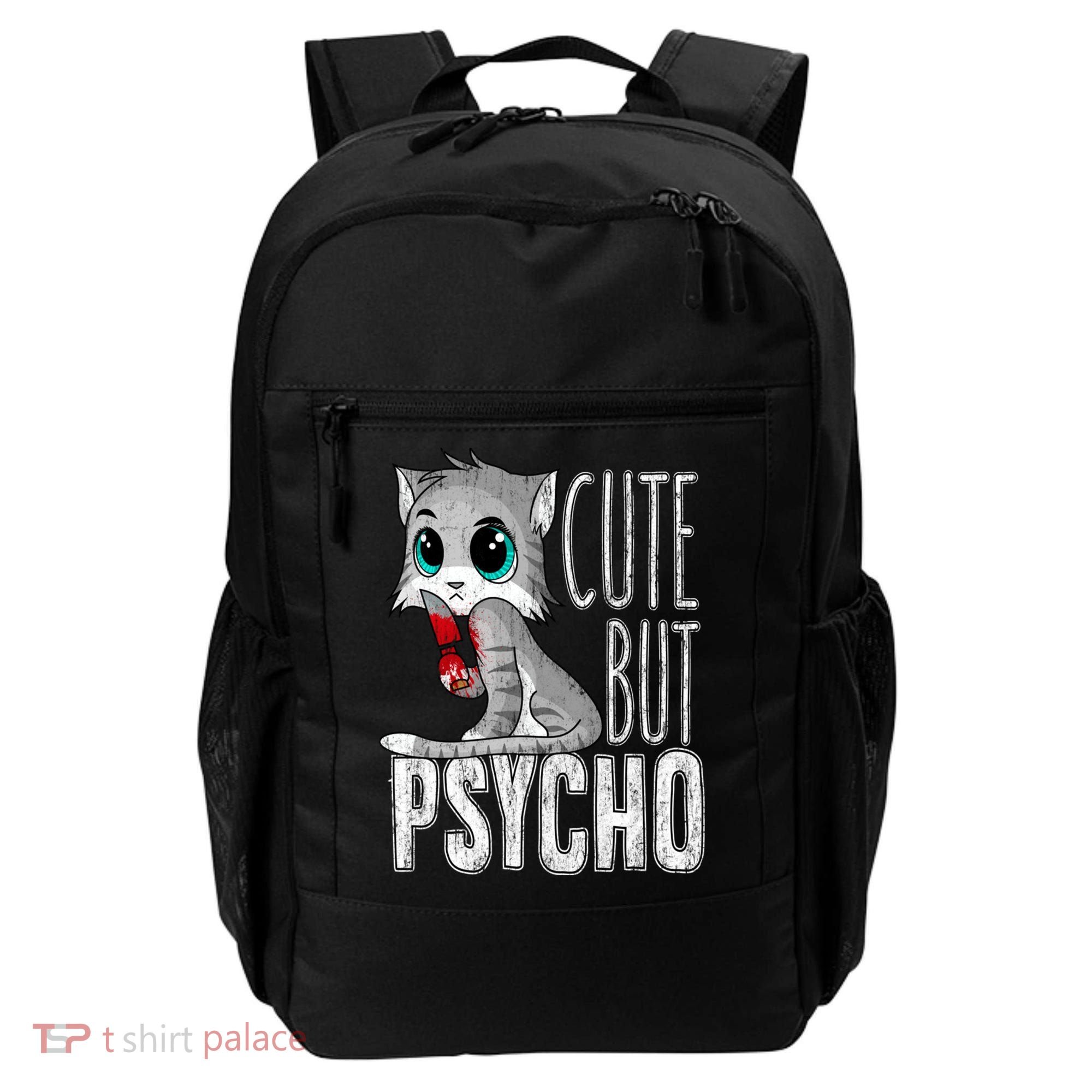 Cute But Psycho Kitty Cat Wife Mom Gift Horror Halloween Backpack