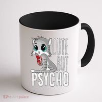 Cute But Psycho Kitty Cat Wife Mom Gift Horror Halloween Coffee Mug thumb 1