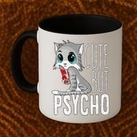 Cute But Psycho Kitty Cat Wife Mom Gift Horror Halloween Coffee Mug thumb 2