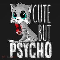 Cute But Psycho Kitty Cat Wife Mom Gift Horror Halloween Women's Hoodie thumb 2