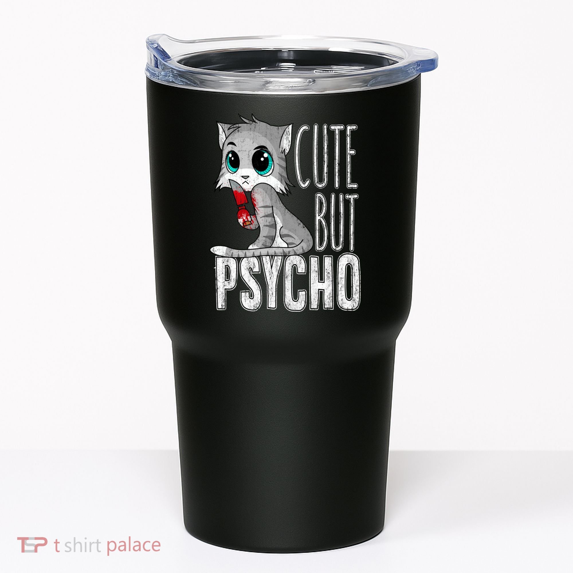 Cute But Psycho Kitty Cat Wife Mom Gift Horror Halloween Tumbler