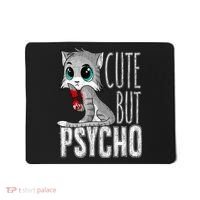 Cute But Psycho Kitty Cat Wife Mom Gift Horror Halloween Mousepad thumb 0