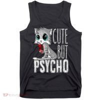 Cute But Psycho Kitty Cat Wife Mom Gift Horror Halloween Tank Top thumb 0