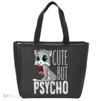 Cute But Psycho Kitty Cat Wife Mom Gift Horror Halloween Tote Bag thumb 0