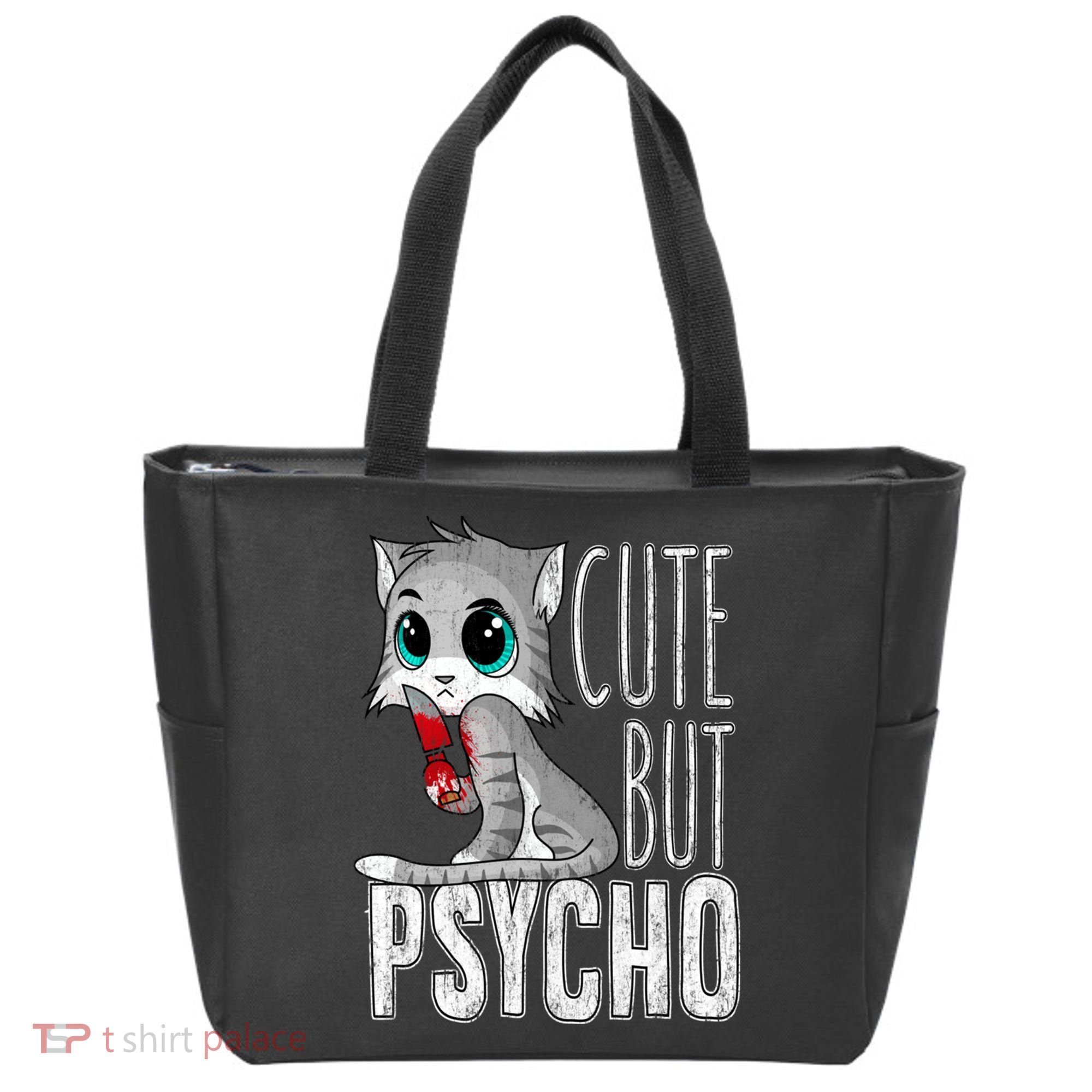 Cute But Psycho Kitty Cat Wife Mom Gift Horror Halloween Tote Bag