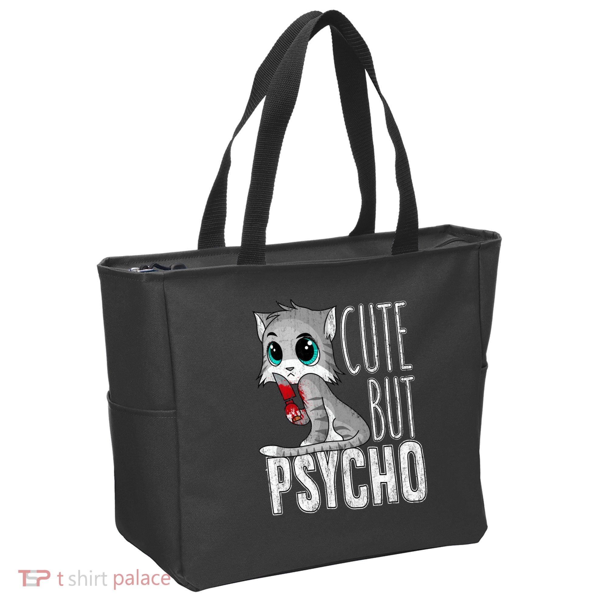 Cute But Psycho Kitty Cat Wife Mom Gift Horror Halloween Tote Bag
