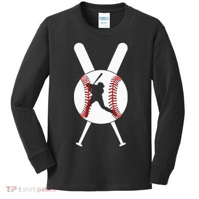 Cool Baseball Player Kids Long Sleeve Shirt