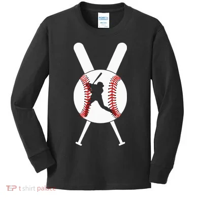 Cool Baseball Player Kids Long Sleeve Shirt