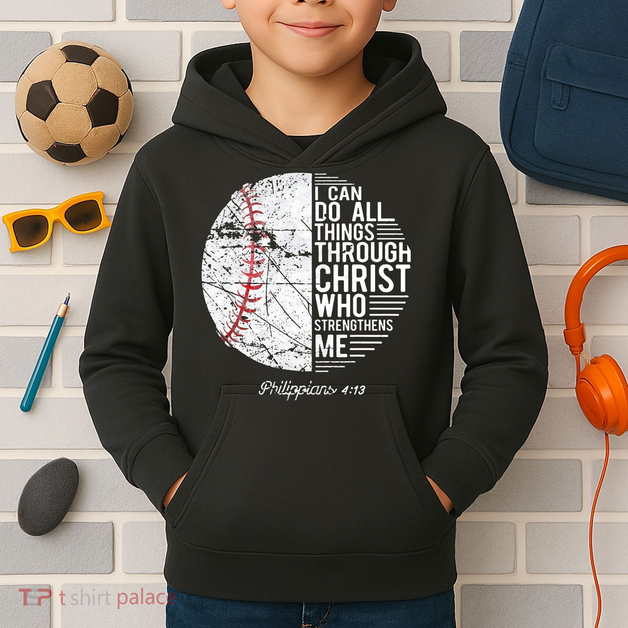 Christian Baseball Philippians Religious Gifts Kids Hoodie