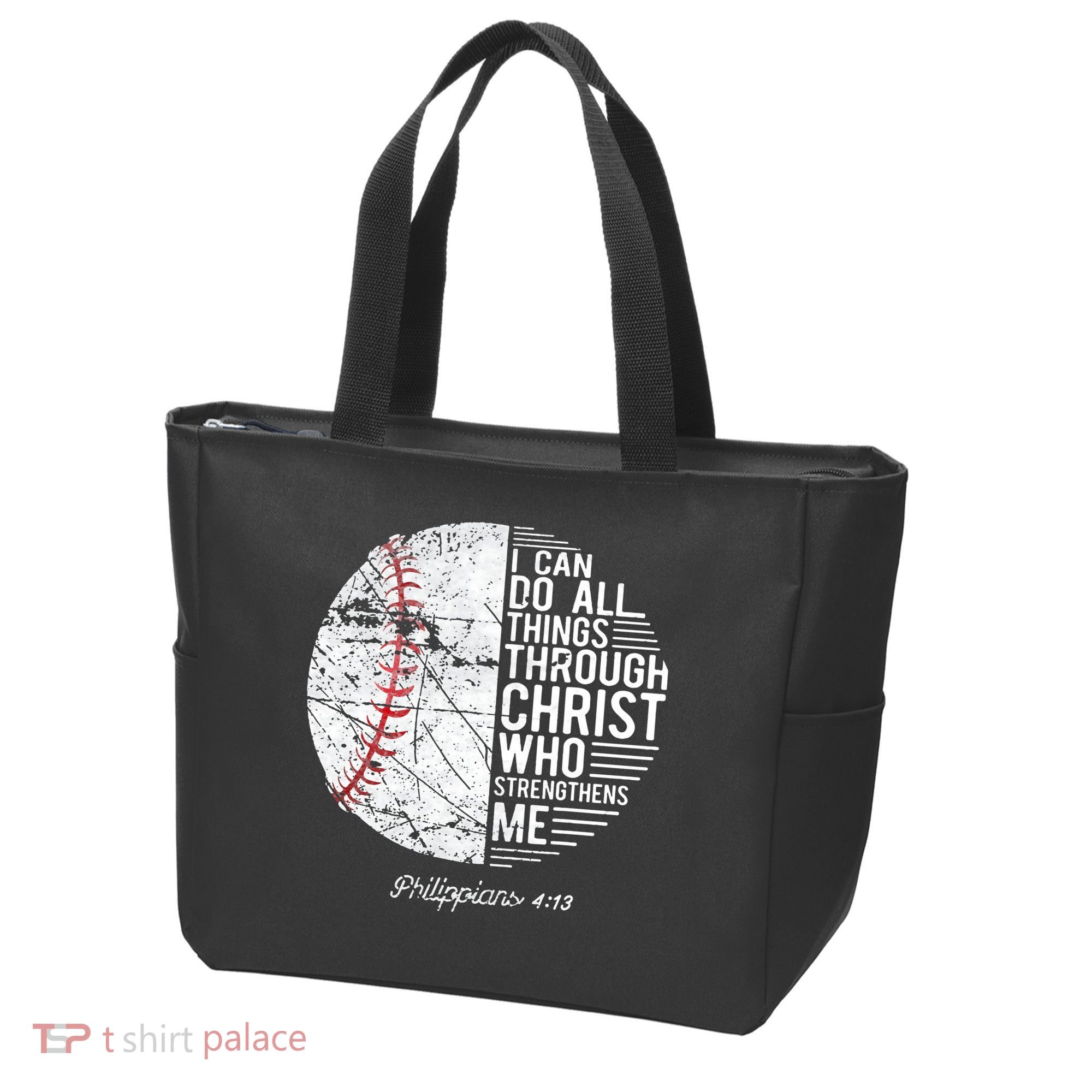Christian Baseball Philippians Religious Gifts Tote Bag